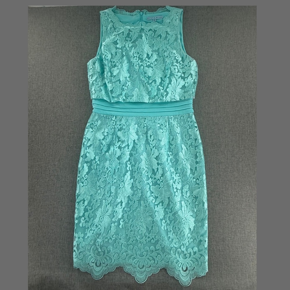 ANTONIO MELANI Teal Lace Sheath Dress